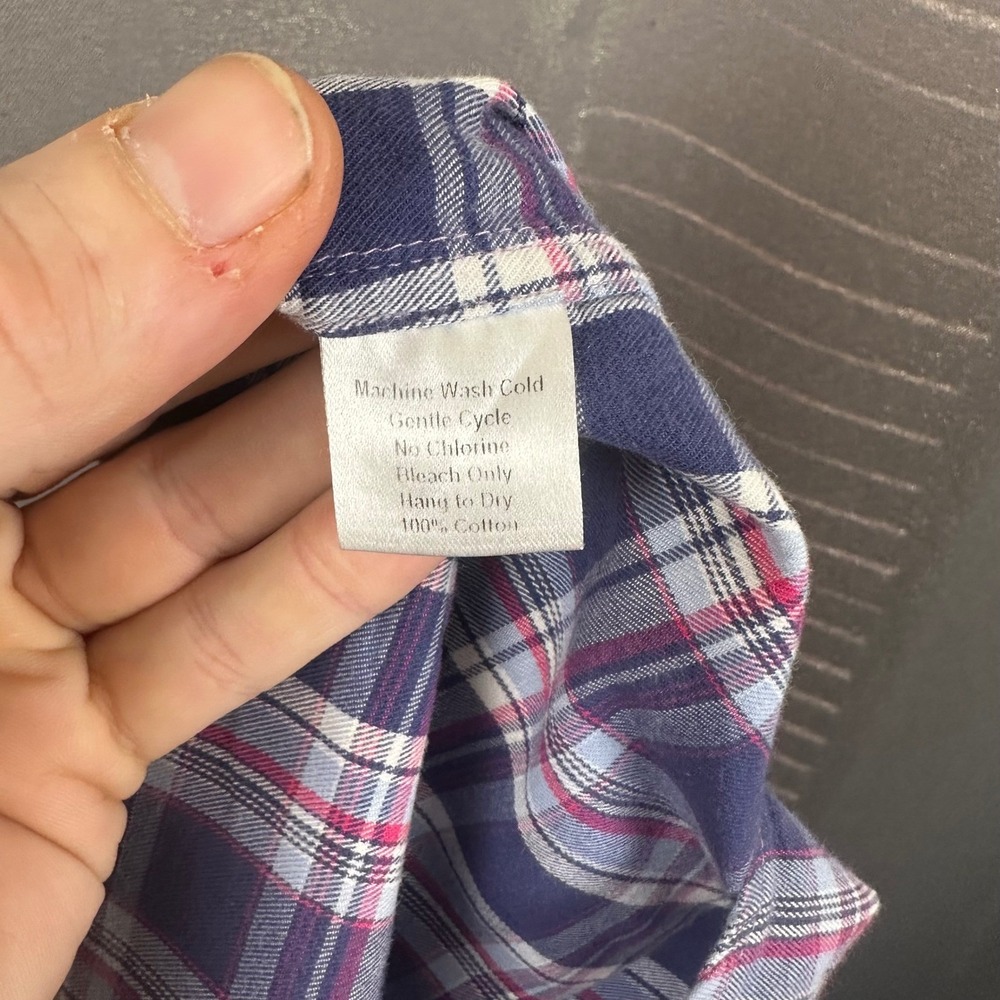 UNTUCKit Mens Large Plaid Button Down Shirt Navy Magenta White 100% Cotton USA - Picture 8 of 8